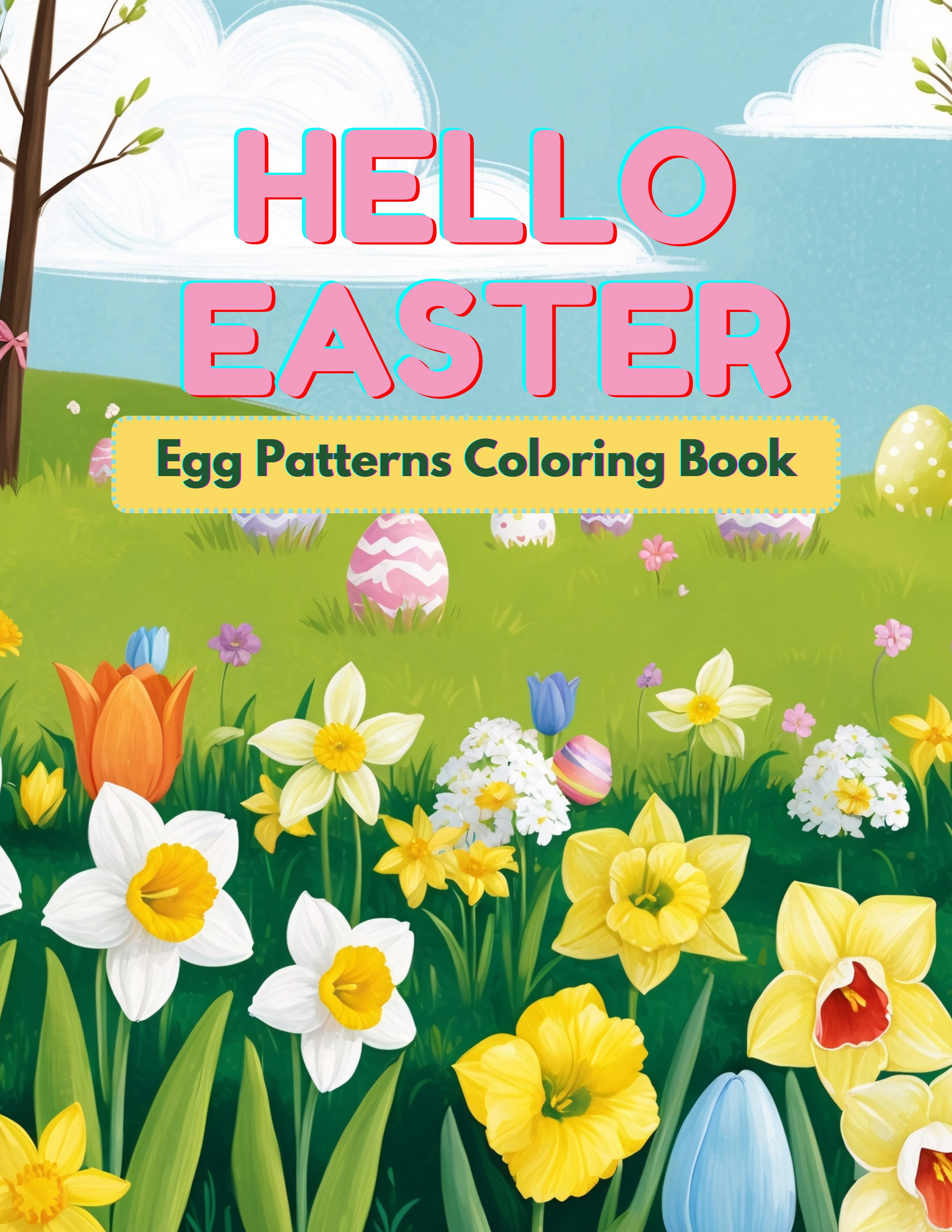 Hello Easter Egg Patterns Coloring Book cover